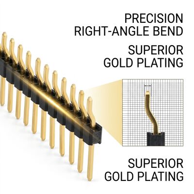 Złącze typu pin header męski, dwurzędowy, kątowy, rastrowanie 2.54mm, 90 stopni, do montażu przewlekanego, 80 pinów