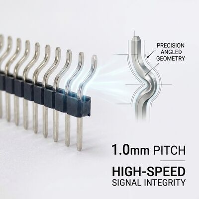 Złącze typu pin header męski, dwurzędowy, kątowy, rastrowanie 2.54mm, 90 stopni, do montażu przewlekanego, 80 pinów