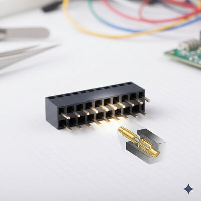 Pozycja motoryzacyjna 2,54 mm Dwuwierszowa kobieca głowica łącznik złota Flash PA9T PCB o wysokiej wibracji przez otwór IP67