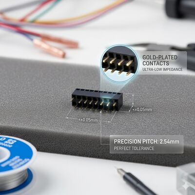 Pozycja motoryzacyjna 2,54 mm Dwuwierszowa kobieca głowica łącznik złota Flash PA9T PCB o wysokiej wibracji przez otwór IP67