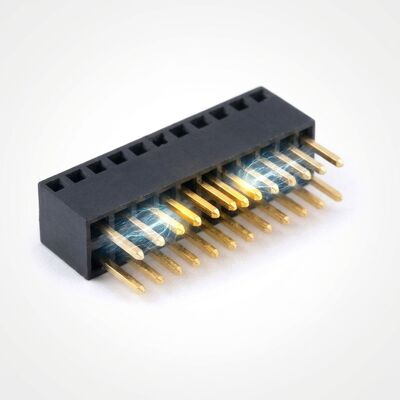 Złącze żeńskie z potrójnym rzędem o rastrze 2,54 mm 3x40P do montażu przewlekanego, pozłacane PA6T