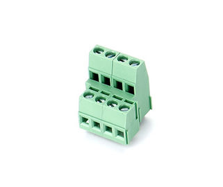Dwuwierszowy blok końcowy z wtyczką PCB, stal M3 5,08 mm Wylot 2 * 04P Zielony PA66 SN
