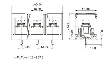 2-24P Bieguny Blok końcowy łącznik PCB Bariera 13,0 mm Pitch 1 * 03P M4 Żuraw stalowy