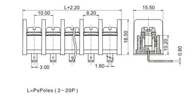 10.0mm Pitch PCB Barrier Surface Mount Terminal Blocks 1*07P 90° Z osłoną ochronną