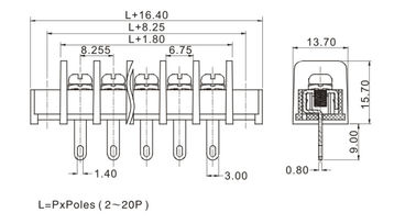 22-12AWG Wire Screw Terminal Block Connector 1*08P