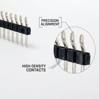 Złącze typu męskiego z okrągłym pinem, rastrem 2,54 mm, precyzyjnie obrobione styki, dwurzędowe PCB