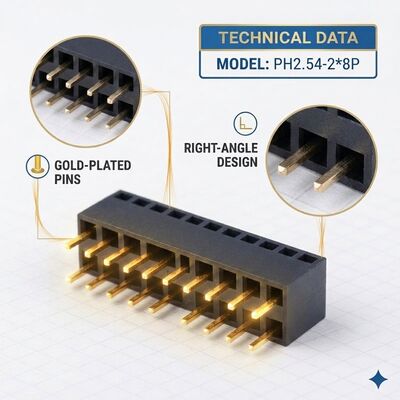 Złącze żeńskie z potrójnym rzędem o rastrze 2,54 mm 3x40P do montażu przewlekanego, pozłacane PA6T